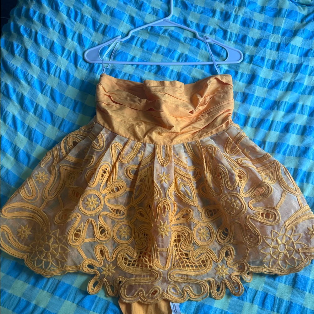 ASOS Yellow Embroidered Strapless Top